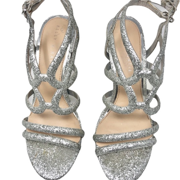 Kelly & Katie Silver Glitter Heels Sandals Size 7 - Picture 2 of 7